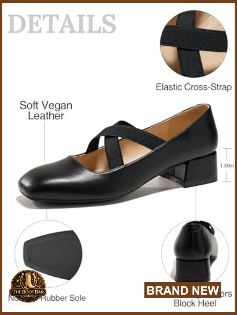 Chunky Low Heel Mary Jane Pumps - Square Toe Dress Shoes - Picture 5 of 7